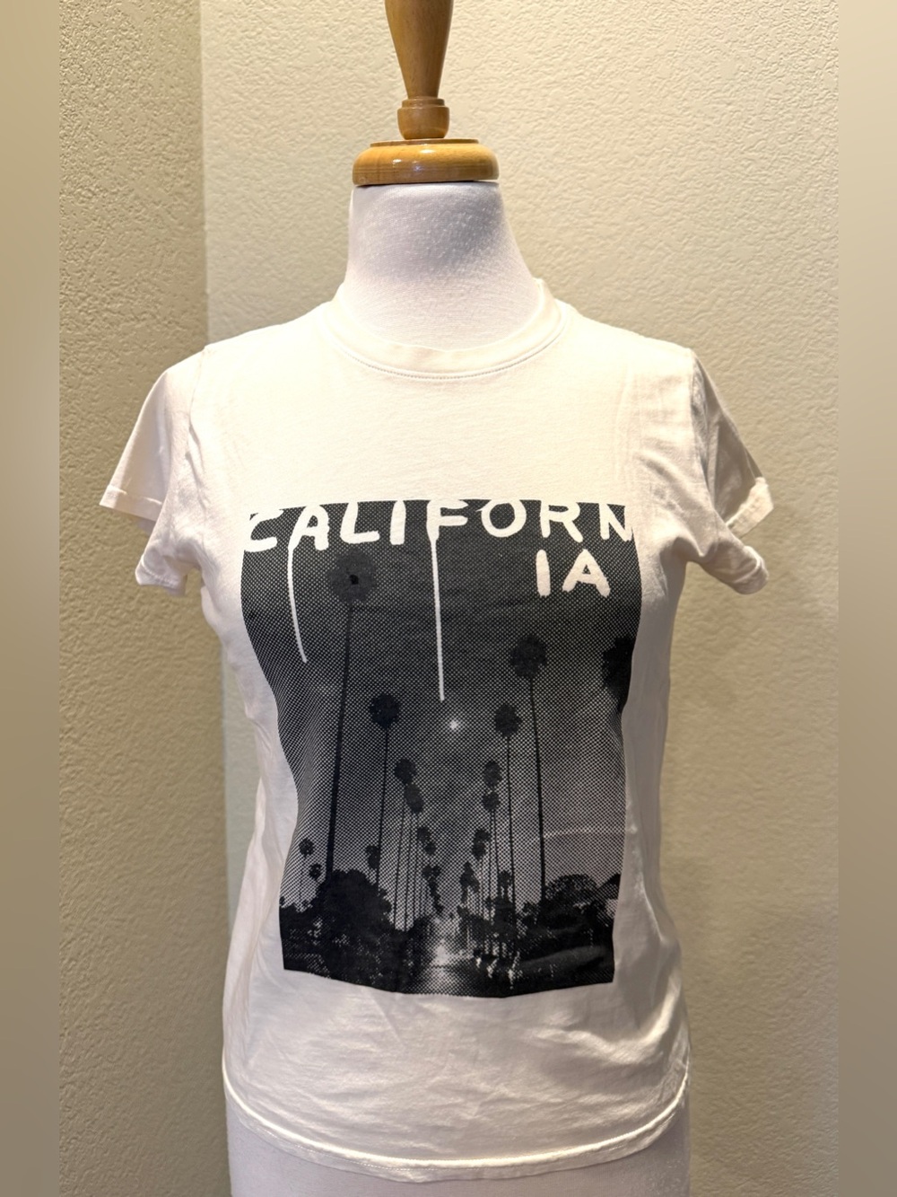 Clare V Thierry Palm California Graphic T Shirt NEW XS Cream Off White